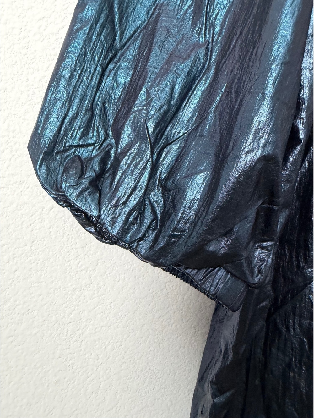 Avec Les Filles Teal Tone Metallic Long Sleeve Zip Up Hooded Rain Jacket Size L - Picture 6 of 9